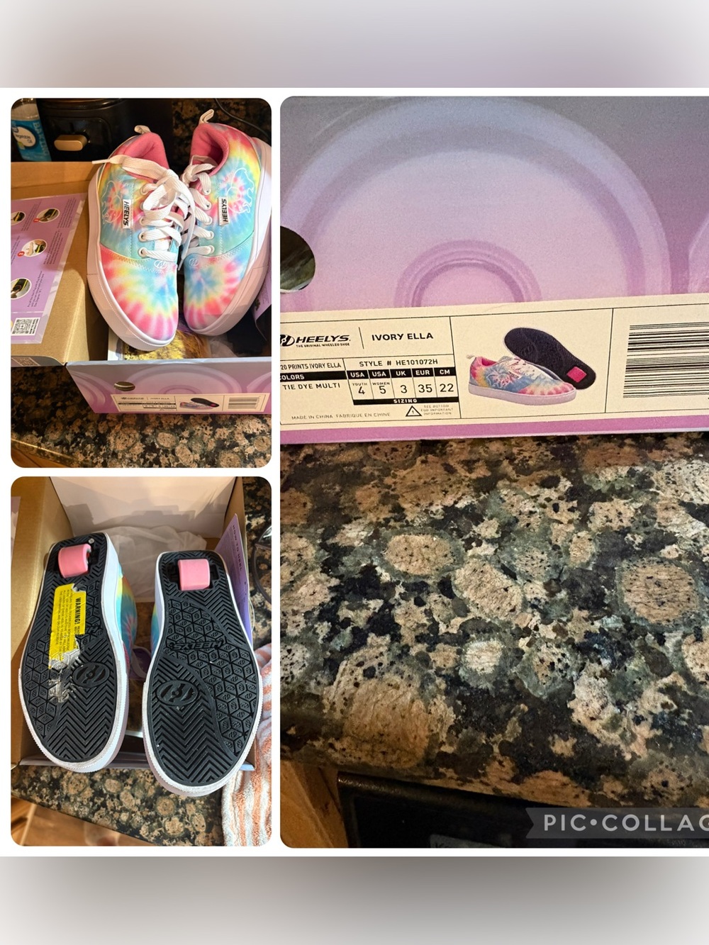 Heelys Kids Tie-Dye Pastel Sneakers with Pink Accents